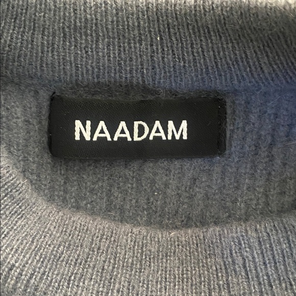 Naadam Women's Blue 100% Cashmere Ribbed Knit Long Sleeve Sweater Top Size S - Picture 3 of 5